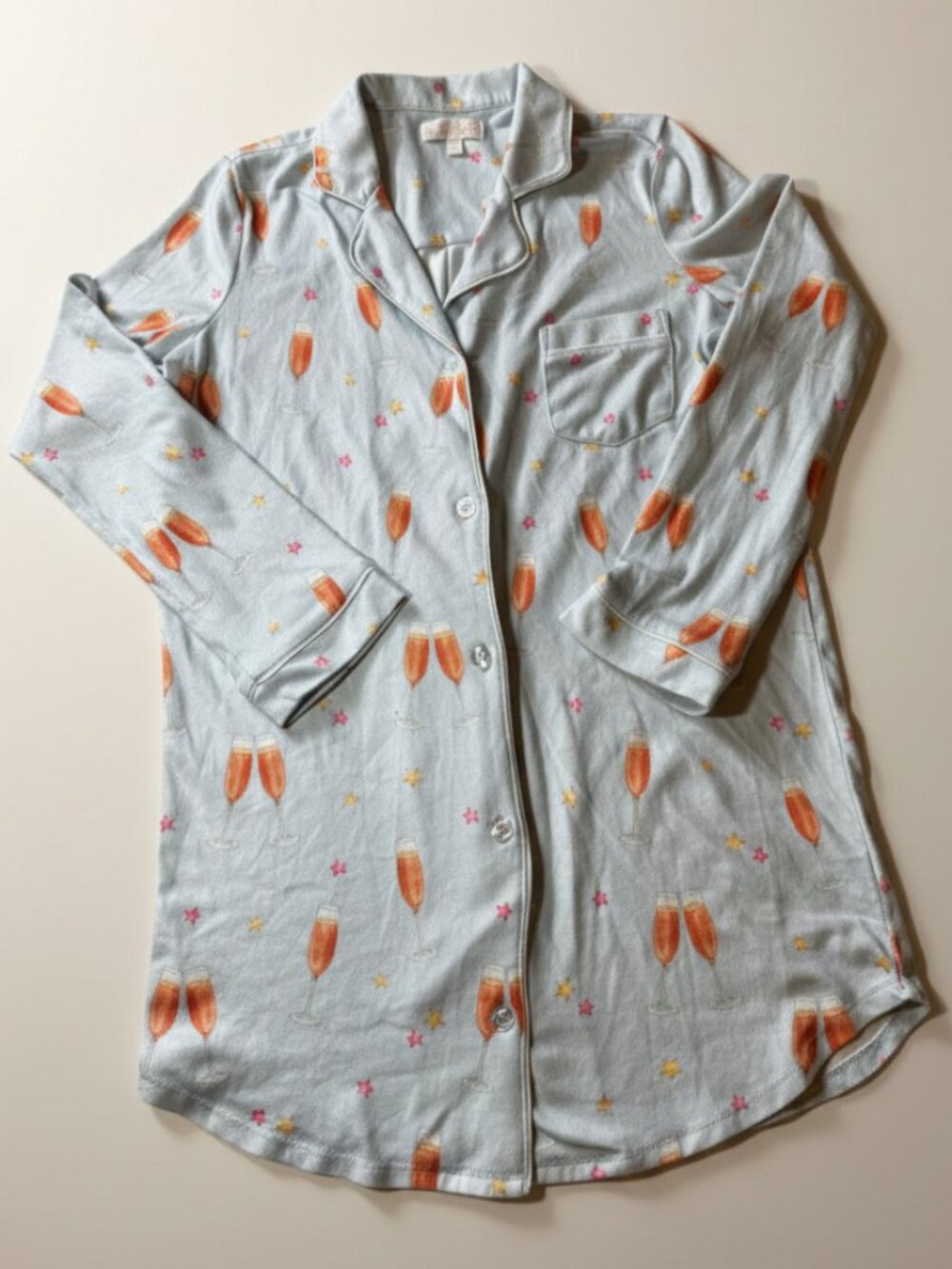 PJ Salvage Champagne Flute Sleep Shirt Size Small